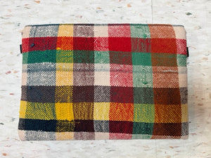 Primary Plaid Vintage Blanket Clutch Purse