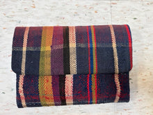 Load image into Gallery viewer, Navy Plaid Vintage Blanket Clutch Purse