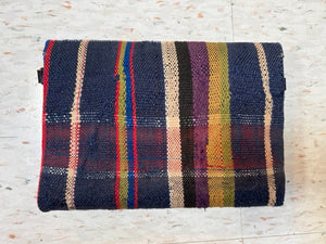 Navy Plaid Vintage Blanket Clutch Purse