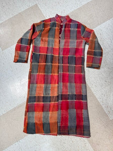 Long Muted Plaid Vintage Blanket Coat