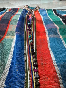 Structured Vintage Blanket Coat with Moroccan Trim