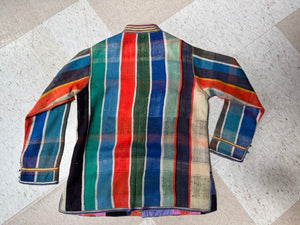 Structured Vintage Blanket Coat with Moroccan Trim