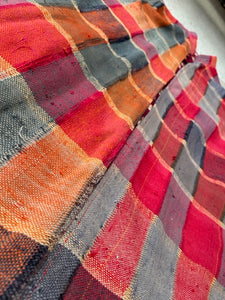 Long Muted Plaid Vintage Blanket Coat