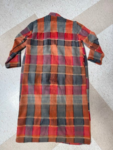 Long Muted Plaid Vintage Blanket Coat